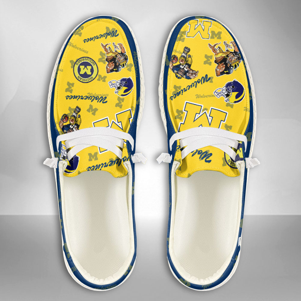 NCAA Michigan Wolverines Custom Name Hey Dude Shoes 01 M7