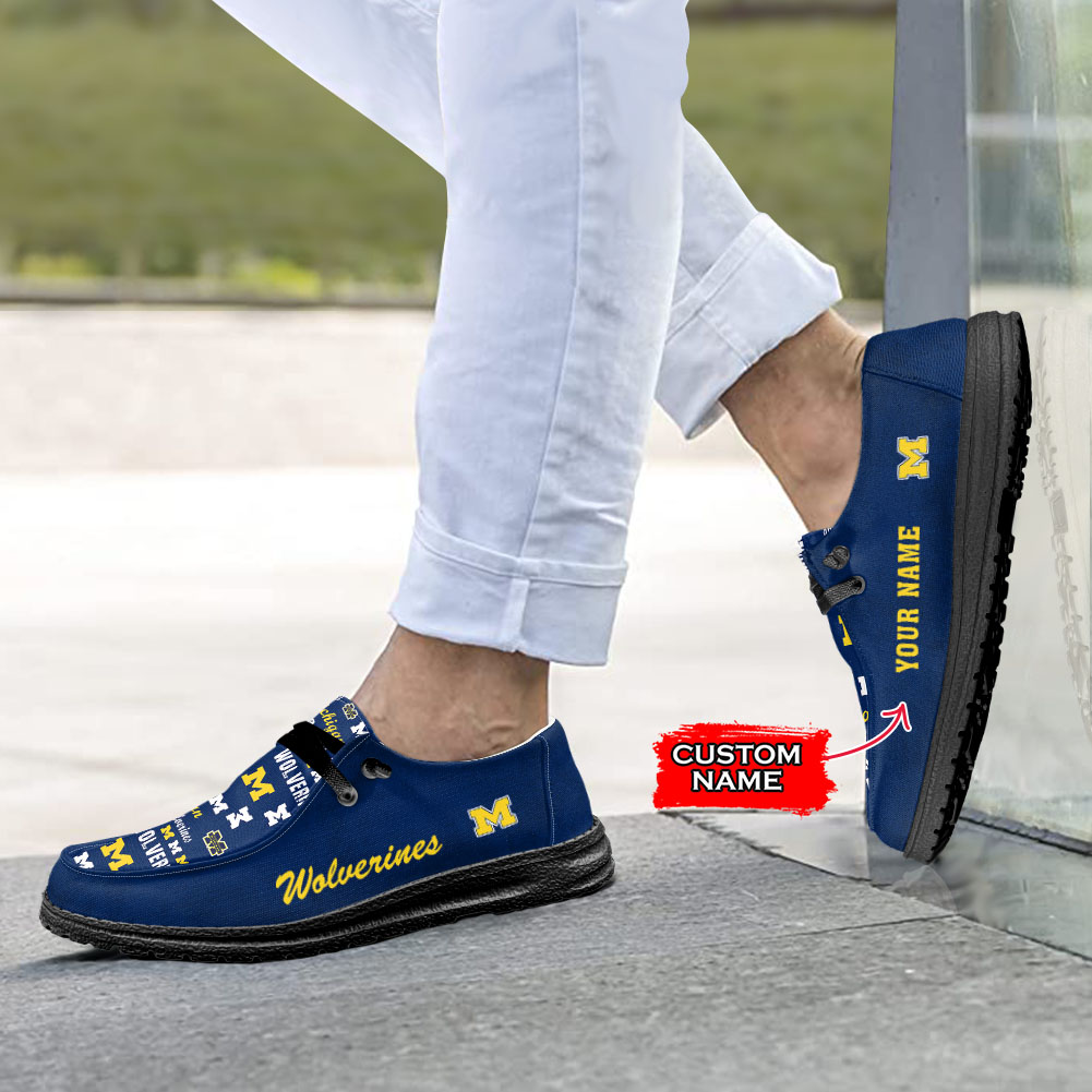 NCAA Michigan Wolverines Custom Name Hey Dude Shoes 01 M7